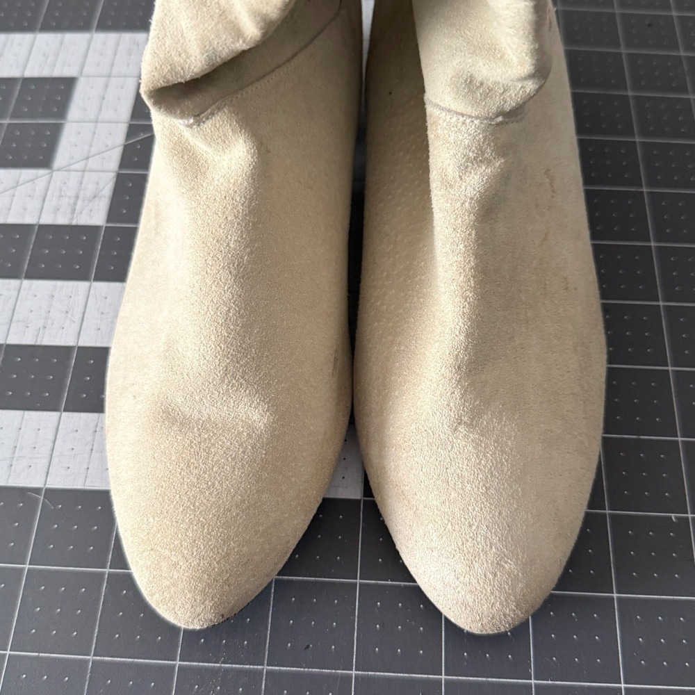 Vintage Western Boho Country Suede Fringe Cream Boots 7.5M Festival Retro Staple - Picture 4 of 7